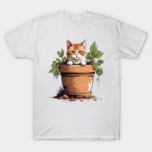 Cat In Plants T-Shirt by Trip Tank